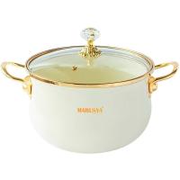 Кастрюля 3л эмаль стекл. крышка ручка золото в инд. упак. кремовый перламутр R-77720 /4шт/ Маруся 
