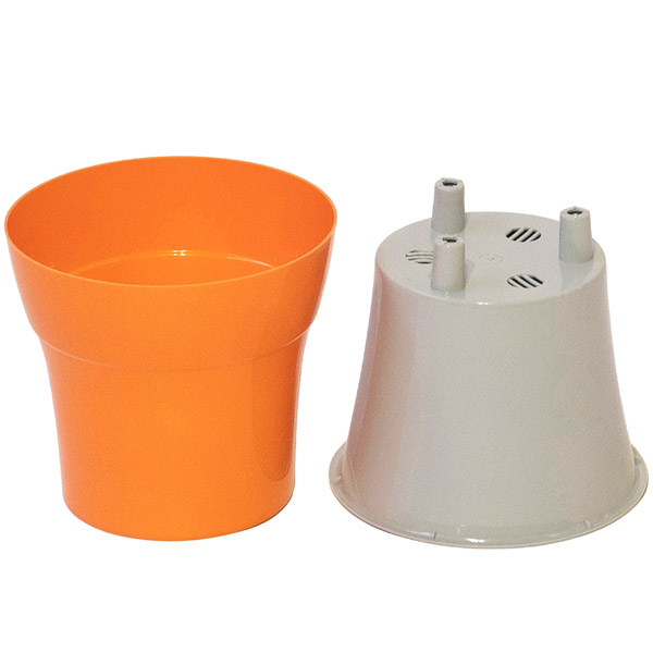 Кашпо Дали 1,2л персиковый с серой вставкой /36шт/ЭД Кашпо Дали 1,2л персиковый с серой вставкой /36шт/ЭД