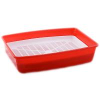 Туалет для кошек глубокий с сеткой красный ВАКА  Туалет для кошек глубокий с сеткой красный ВАКА