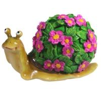 Фигура Улитка резная (цветы розовые) L14W10H12  713593/D070 