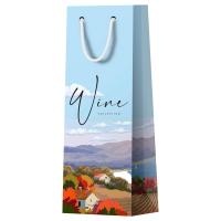 Пакет подарочный 12*36*8,5см "Пейзаж" глянц. ламинация под бутылку MESHU /MS_52067/Рельеф