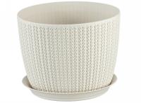 Кашпо ВЯЗАНИЕ 1,9л белый ротанг М3120 Кашпо ВЯЗАНИЕ 1,9л белый ротанг М3120