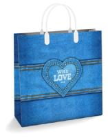 Пакет подарочный 30*30 Деним мягкий пластик 