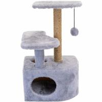 Когтеточка Домик ЧИП круглый с полкой, столбик джут 48*51*h71см серый/8347сер/Дарэлл Когтеточка Домик ЧИП круглый с полкой, столбик джут 48*51*h71см серый/8347сер/Дарэлл