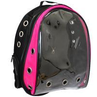 Рюкзак-переноска д/животн.с панор.видом вентил.отверст.21x23x41см черно-розовый/Рп18р/