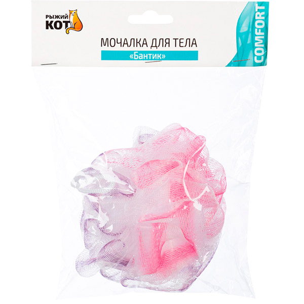 Мочалка для тела BW "Бантик" 310520 /50/300шт/ Рыжий кот