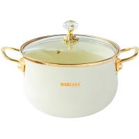 Кастрюля 4л эмаль стекл. крышка ручка золото в инд. упак. кремовый перламутр R-77722 /4шт/ Маруся 