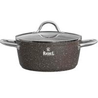 Кастрюля 5л эмаль с антипр. покр. индук. дно крышка стекло коричневый гранит R-26650 /6шт/ Маруся 