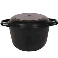 Кастрюля 6л чугунная с крышкой-сковородой 