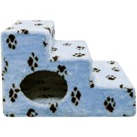 Лестница домик для животных мех лапы на сером 39*55*37Н DONBARON