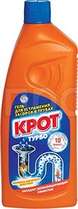 Средство от засоров КРОТ Турбо 1000г гель Средство от засоров КРОТ Турбо 1000г гель