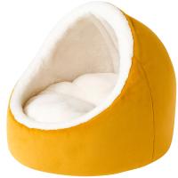 Лежанка УЮТ Лукошко желтая велюр иск.мех/холофайбер съемная подушка 35*48см/ЛМ37/Евро