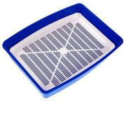 Туалет для кошек глубокий с сеткой синий ВАКА  Туалет для кошек глубокий с сеткой синий ВАКА