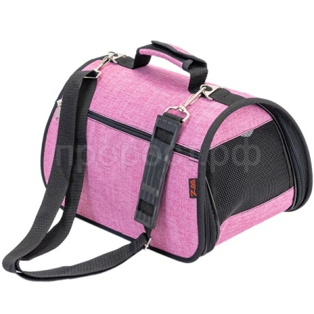 Сумка переноска Zoo-M ПРЕСТИЖ №0 жесткая с карманом 32*19*19см розовая/90030роз/Дарэлл