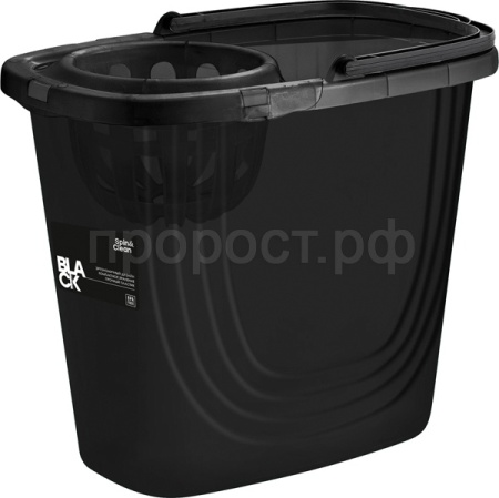 Ведро 10л с отжимом МОП Spin&Clean прямоуг. черный SC1118 /9шт/ПР