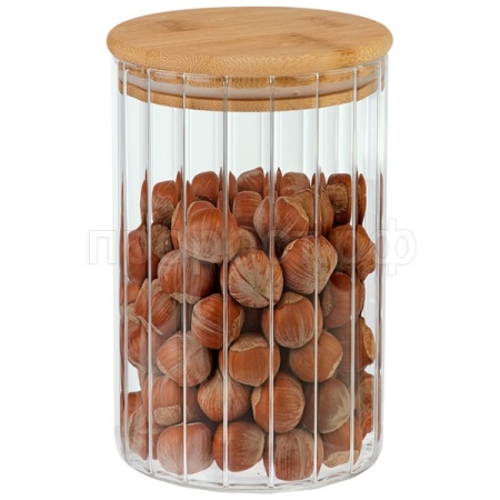 Банка д/сыпуч. прод. 1л AROMA RIVIERA стеклянная с крышкой из бамбука 108280 /24шт/Leonord