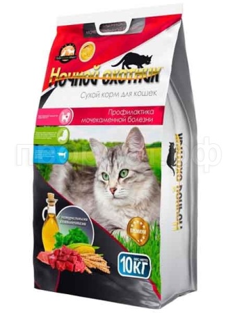 Корм для кошек Ночной охотник 10кг  профилактика мочекаменной болезни Корм для кошек Ночной охотник 10кг  профилактика мочекаменной болезни