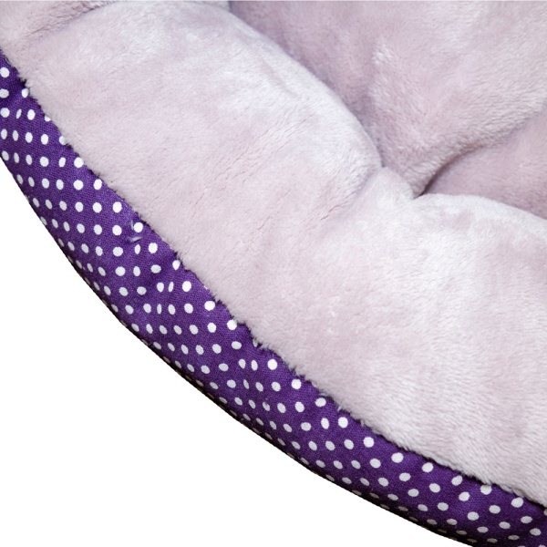 Лежанка ватрушка плюш фиолетовый горох 56*17см/DONBARON