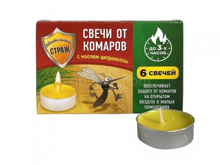 Свеча от комаров Бдительный страж (цитронелла) 6шт в упак Свеча от комаров Бдительный страж (цитронелла) 6шт в упак