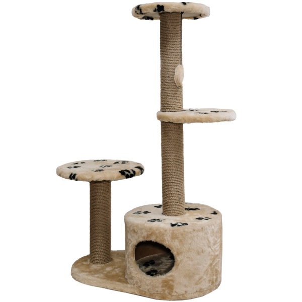 Когтеточка домик с 2-умя полками и домиком круглая мех джут беж с игрушкой 112*66*38см/DONBARON Когтеточка домик с 2-умя полками и домиком круглая мех джут беж с игрушкой 112*66*38см/DONBARON