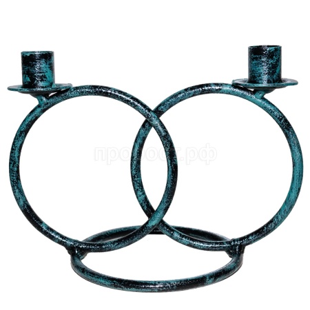 ДЕКОР Подсвечник Кольцо 2 свечи антик зеленый РЗДИ/1шт