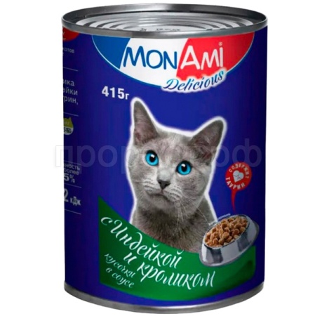 Кошки МонАми 415г индейка/кролик соус ж/б 12шт/2200 ЧЗ Кошки МонАми 415г индейка/кролик соус ж/б 12шт/2200 ЧЗ