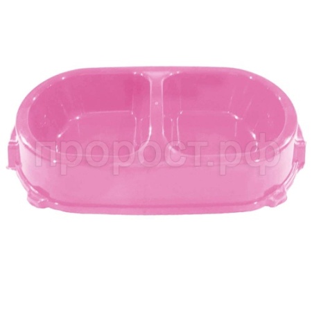 Миска двойная пластик д/кошек 0,45л нескользящая розовая/FG17915/Гризли Миска двойная пластик д/кошек 0,45л нескользящая розовая/FG17915/Гризли