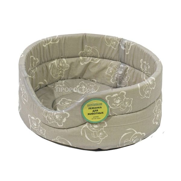 Лежанка овальная стеганая поролоновая хлопок Серые Мишки 42*34*18см/DONBARON Лежанка овальная стеганая поролоновая хлопок Серые Мишки 42*34*18см/DONBARON