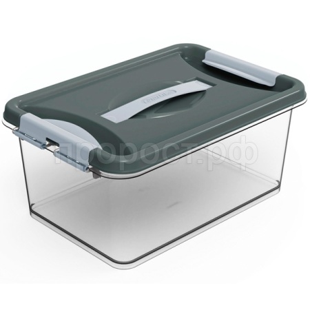 Контейнер д/хранения Клик 8л темно-серый с защелками С273СЕР