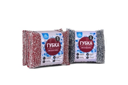Губка д/посуды (3шт набор) Краски серебра МГП-005 /144шт/ АкваМаг