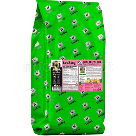 Собаки ZooRing Mini Active мясо молодых бычков/рис д/взр.собак мини пород 20кг/316209 Собаки ZooRing Mini Active мясо молодых бычков/рис д/взр.собак мини пород 20кг/316209