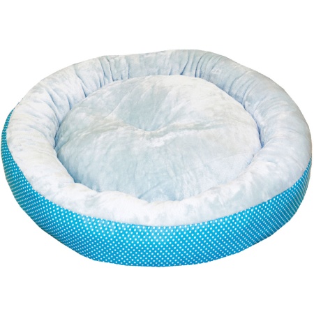 Лежанка ватрушка плюш бирюза горох 56*17см/DONBARON