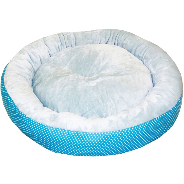 Лежанка ватрушка плюш бирюза горох 56*17см/DONBARON