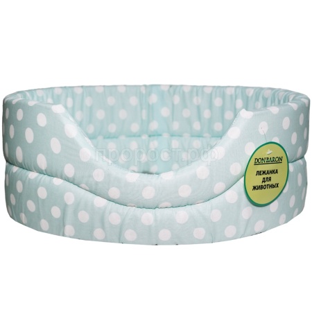 Лежанка овальная стеганая поролоновая хлопок Горох МИКС 42*34*18см/DONBARON
