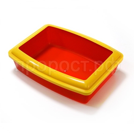 Туалет для кошек глубокий с бортиком красный ВАКА  Туалет для кошек глубокий с бортиком красный ВАКА