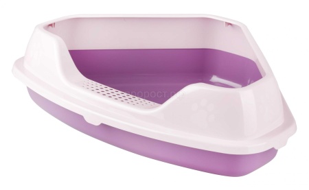 Туалет для кошек Феликс глубокий угловой с бортом розовый Туалет для кошек Феликс глубокий угловой с бортом розовый