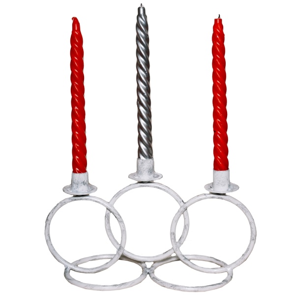 ДЕКОР Подсвечник Кольцо 3 свечи бел серебро РЗДИ/1шт